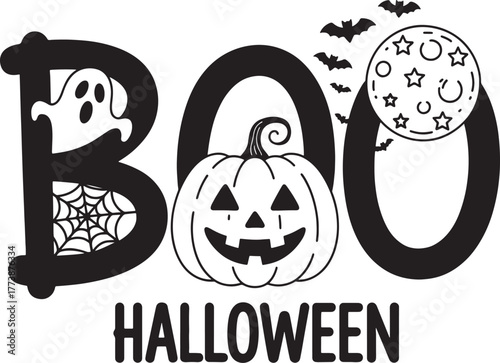 Halloween spooky pumpkin boo vector - Spooky Fun Royalty