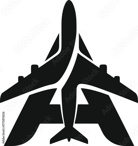 Modern abstract airplane silhouette creatively integrated to form the capital letter a ideal for aviation aerospace and travel company branding and logos