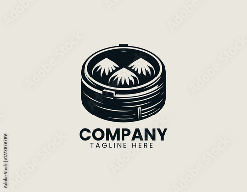 Traditional Chinese Dim Sum Siu Mai Dumplings Steamed Perfectly in a Round Bamboo Basket Vector Illustration