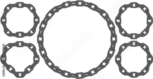 Black grunge heart shaped charm bracelet with symbolic pendant elements vector illustration. Round shaped charm bracelet with grunge texture and vintage black jewelry design. 