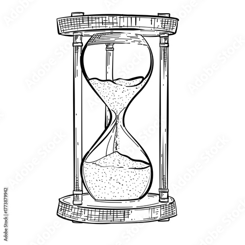 Hourglass vector line art hand drawn illustration 