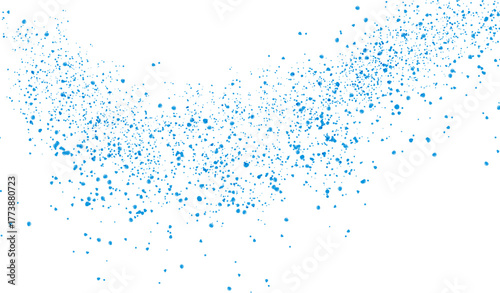Abstract swirl of glowing blue and green particles isolated on transparent background