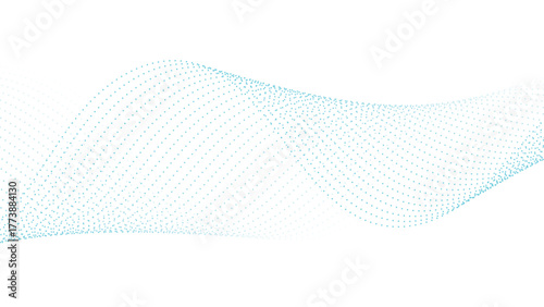 Dynamic teal dots flowing gently across a modern white background design element