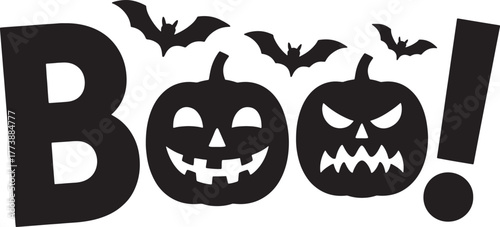 Halloween Boo Lettering, Halloween spooky pumpkin boo vector - Spooky Fun Royalty