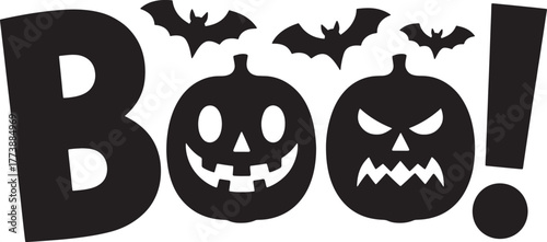 Halloween Boo Lettering, Halloween spooky pumpkin boo vector - Spooky Fun Royalty