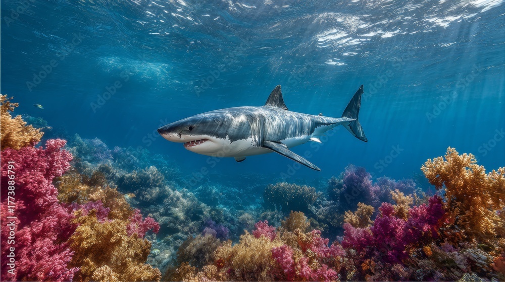 Fototapeta premium shark swimming in the sea water