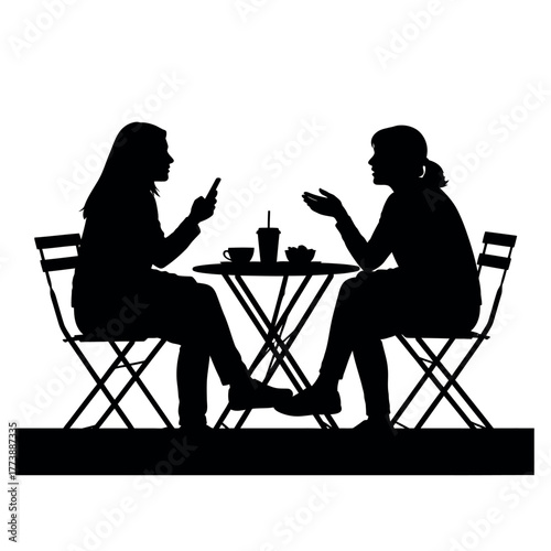 silhouette of a couple drinking coffee vector illustration