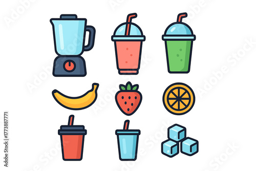 Blender and fresh fruit ingredients for making healthy blended drinks and smoothies