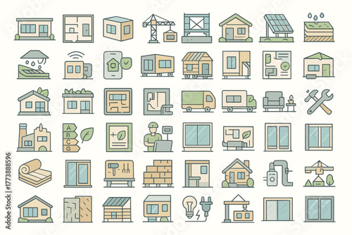 Modular Home Construction Icons – Sustainable Architecture and Prefabricated Building Design