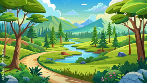 Very beautiful scenic view of Fabyan Forest Preserve in Illinois, showcasing lush greenery, walking trails, and serene natural landscapes under a bright sky, representing peaceful Midwestern nature.