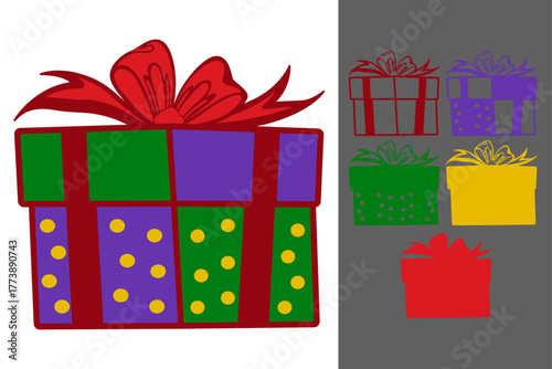 Christmas Gift Box Papercut Template – Laser Cut SVG of Holiday Present with Bow