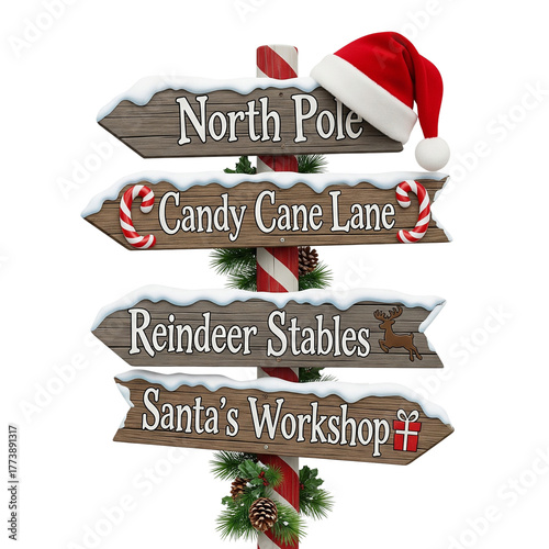 North Pole Christmas Signpost