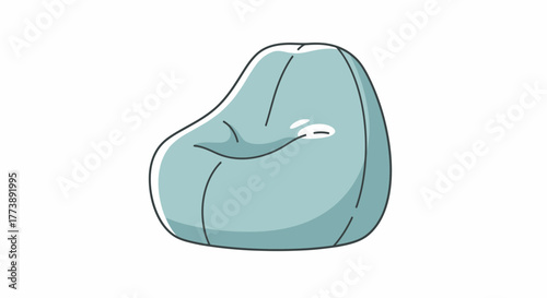 A light blue beanbag chair, drawn with a thick black outline, sits isolated on a white background, suggesting comfort