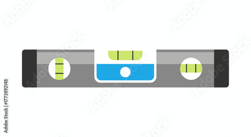 A horizontal, grey rectangular tool with three bubble levels and black end caps, used for measuring alignment