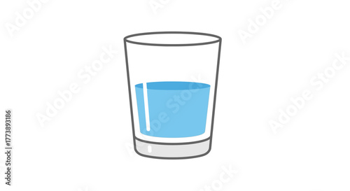 Simple illustration of a glass of water, with a light blue fill, on a white background