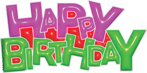 A colourful happy birthday of alphabet fridge magnets with pink and green letters for children. t-shirt, mugs, and hoodie design