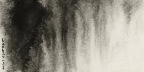 Close-up black and white horse head in dark mist and clouds with abstract texture background