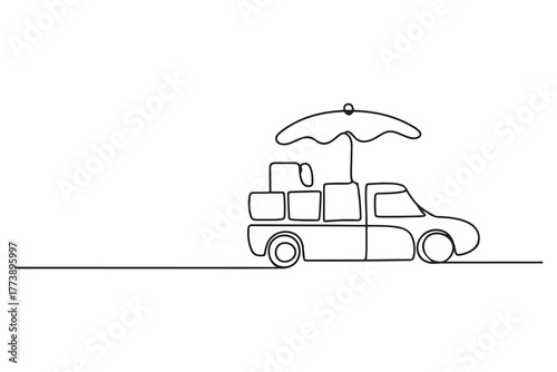 Continuous one line drawing distribution and logistic concept. one line Icon drawing with white background