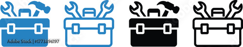 Toolbox Icons Versatile Designs for Construction, Repair, and Maintenance Projects - Featuring Wrench and Hammer