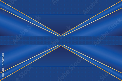 Futuristic neon blue and gold luxury gradient background design with abstract pattern and splendid gold lines