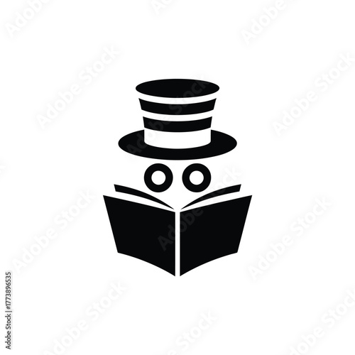 Mysterious figure reading a book under a top hat