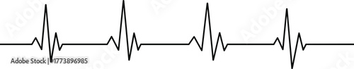 Heartbeat line silhouette, cardiogram pulse design, medical health care concept, life rhythm, heartbeat monitoring, electrocardiogram illustration