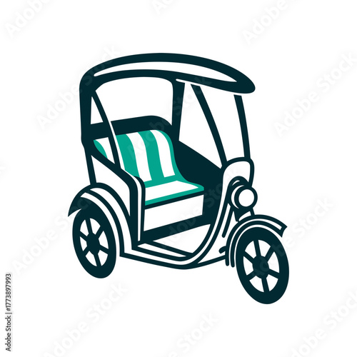 Minimalist Tuk Tuk Vector Icon Illustration