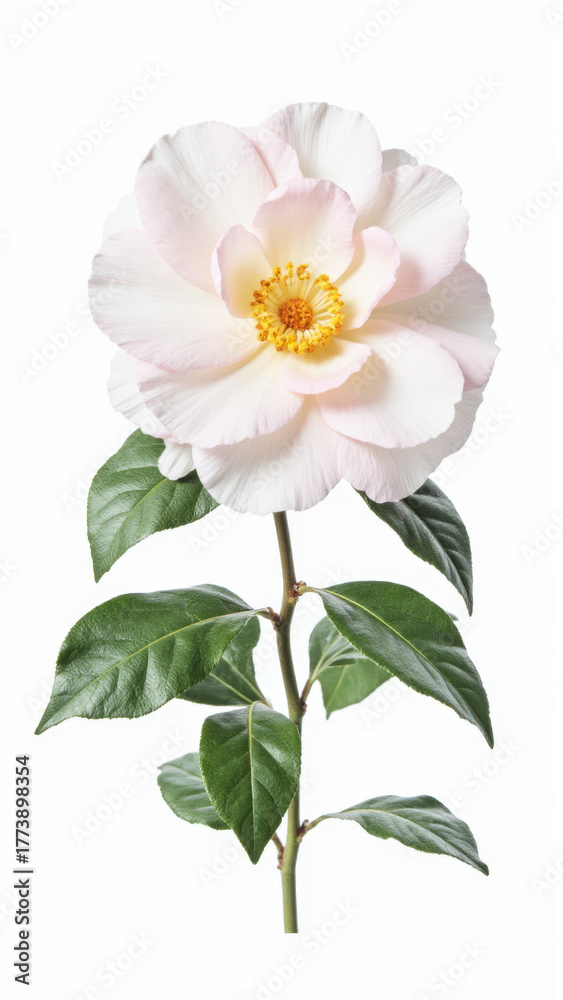 Obraz premium Perfect Pink Camellia Flower Isolated on a Clean White Background