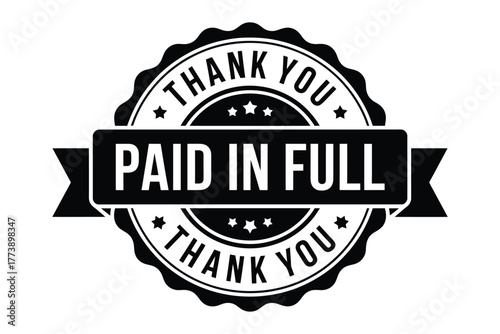 Paid in full thank you stamp badge illustration