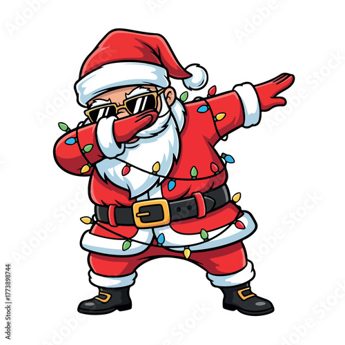 Funny Santa Claus dabbing pose vector, perfect for Christmas party invitations, digital art, stickers, and festive merchandise