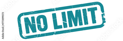 Distressed teal stamp reads no limit