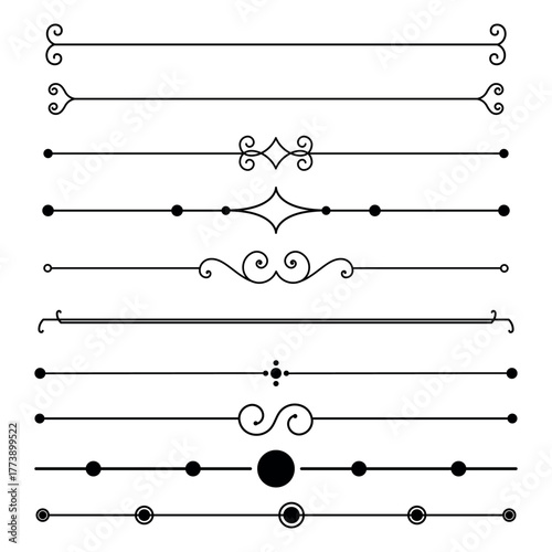 Gold text dividers doodle set. Wedding decorative elements. Divider ornament, borders, floral, vintage line separators. Set page dividers.