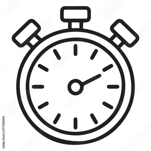 Simple kitchen timer outline icon in silhouette style with cooking time measurement