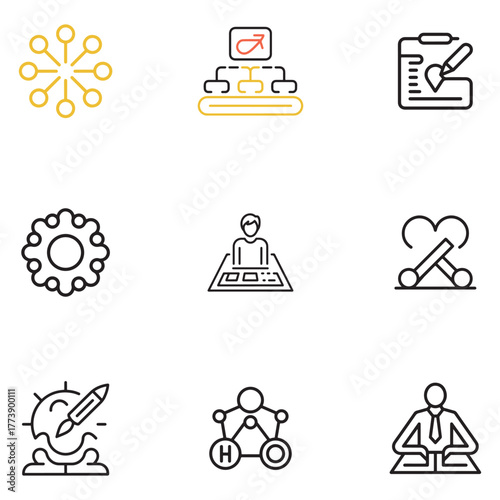 Modern human resources icon collection featuring diverse employee silhouettes for business and career applications