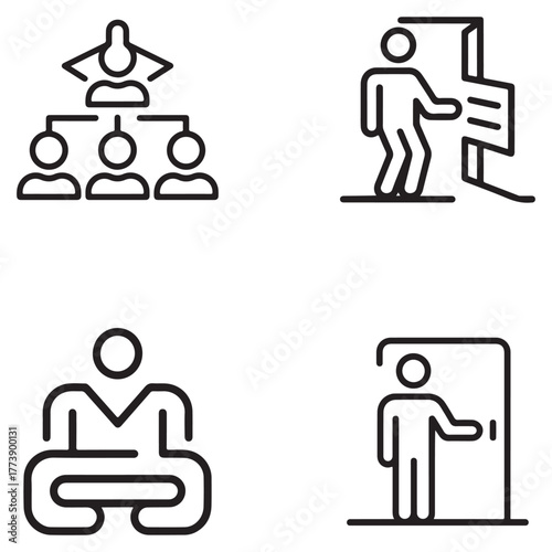 Modern human resources icons collection featuring professional business people silhouette