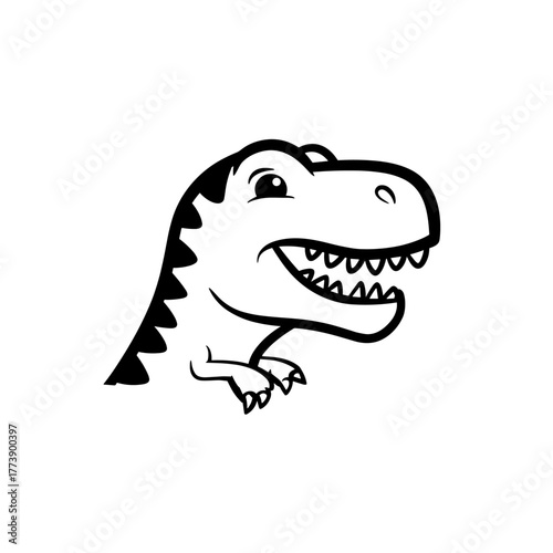 Albertosaurus. Albertosaurus simple black and white line art vector logo