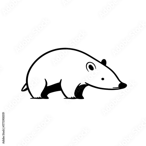 Tapir. Tapir simple black and white line art vector logo