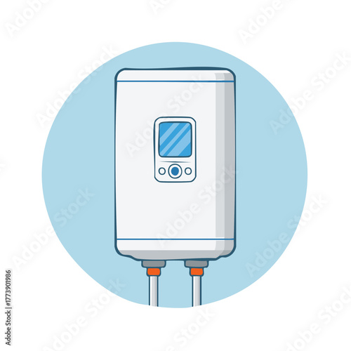 Illustration of a Household Electric Water Heater with Control Panel