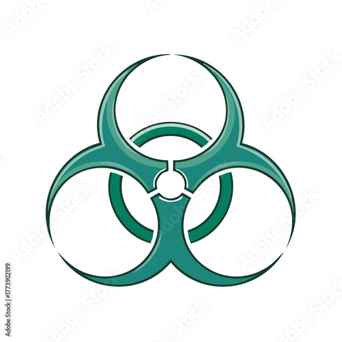 Stylized green biohazard symbol representing biological danger and environmental toxicity warning