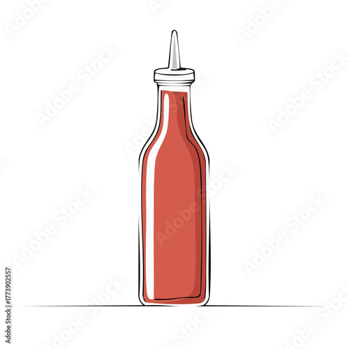 Stylized red sauce dispenser bottle illustration a condiment container for food seasoning kitchen supplies