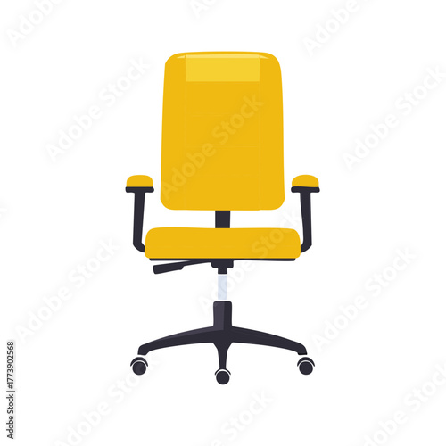 Vibrant Yellow Office Chair Modern Ergonomic Design Swivel Wheels Isolated