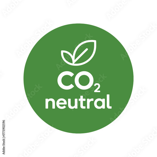 Green circle icon symbolizing co2 neutrality and sustainability