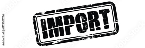 Distressed black and white stamp label for import