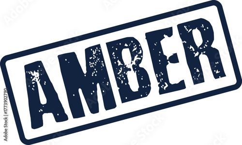 Foto Distressed Amber stamp marking an official label or important brand identifier