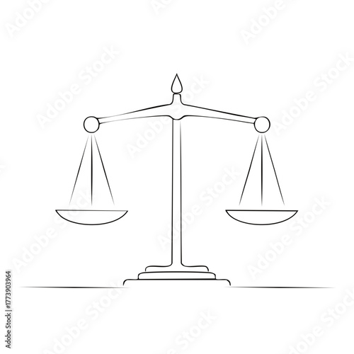 Minimalist outline illustration of Justice scale, legal concept