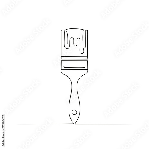 Dripping Paint Brush Minimalist Line Art