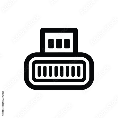 Simple outline icon of a usb type c connector