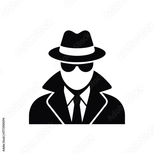 Silhouette of a mysterious detective in a fedora and trench coat