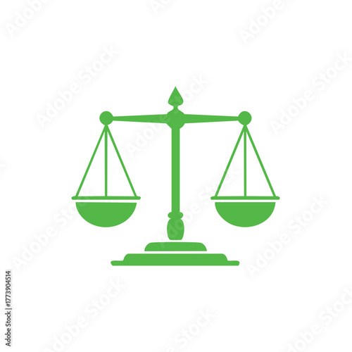Bright Green Scales of Justice Icon Representing Law Equality and Impartiality