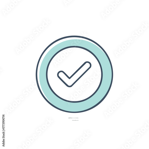 Circle with a Tick Mark Inside Vector Graphic Symbol of Approval